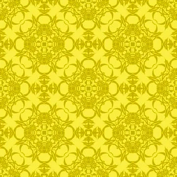 Yellow Ornamental Seamless Line Pattern イラスト素材