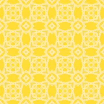 Yellow Ornamental Seamless Line Pattern イラスト素材