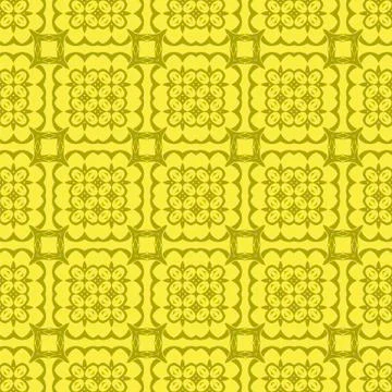 Yellow Ornamental Seamless Line Pattern Stock Illustration