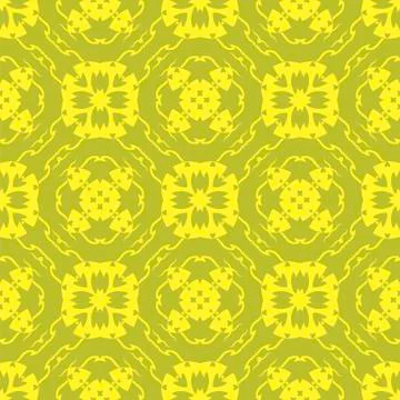 Yellow Ornamental Seamless Line Pattern. Illustrazione stock
