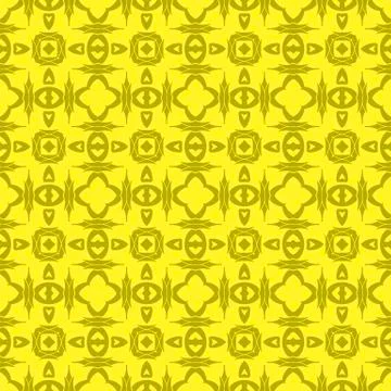 Yellow Ornamental Seamless Line Pattern Stock Illustration