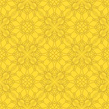 Yellow Ornamental Seamless Line Pattern 스톡 일러스트