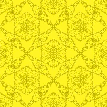 Yellow Ornamental Seamless Line Pattern Illustrazione stock