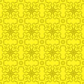 Yellow Ornamental Seamless Line Pattern Illustrazione stock