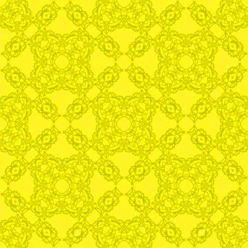 Yellow Ornamental Seamless Line Pattern. Stock Illustration