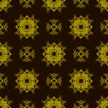 Yellow Ornamental Seamless Line Pattern 스톡 일러스트