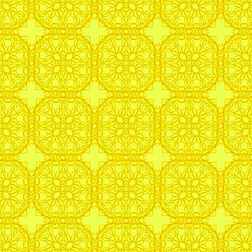 Yellow Ornamental Seamless Line Pattern Illustrazione stock