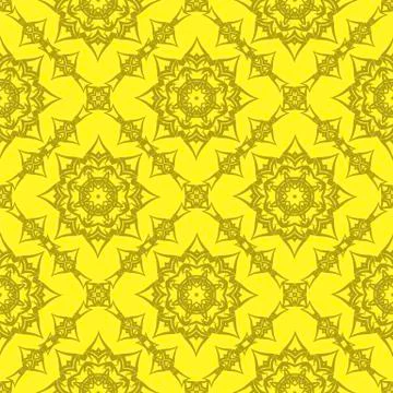 Yellow Ornamental Seamless Line Pattern Stockillustratie