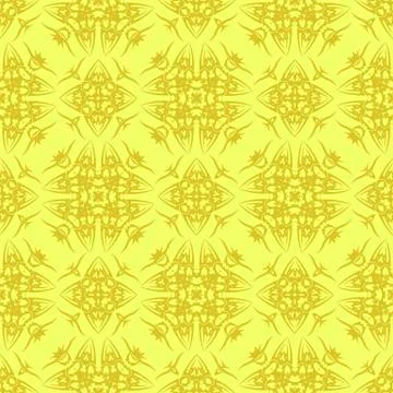 Yellow Ornamental Seamless Line Pattern Stockillustratie