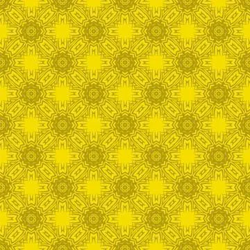 Yellow Ornamental Seamless Line Pattern イラスト素材
