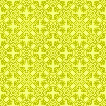 Yellow Ornamental Seamless Line Pattern イラスト素材
