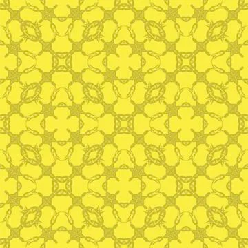 Yellow Ornamental Seamless Line Pattern 스톡 일러스트