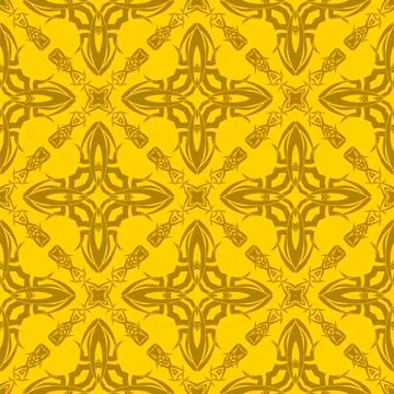 Yellow Ornamental Seamless Line Pattern Illustrazione stock