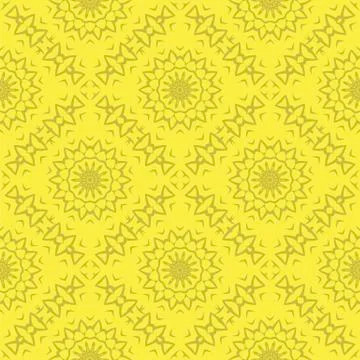 Yellow Ornamental Seamless Line Pattern 库存插图