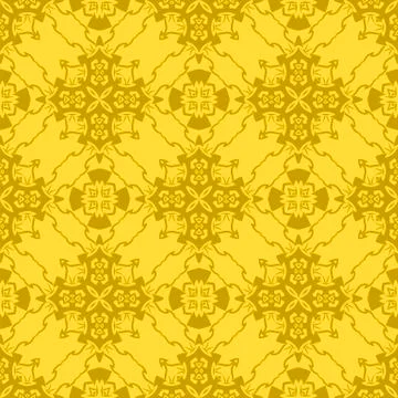Yellow Ornamental Seamless Line Pattern 库存插图