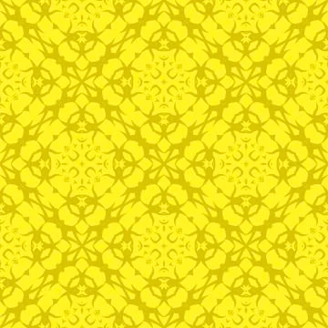 Yellow Ornamental Seamless Line Pattern 스톡 일러스트