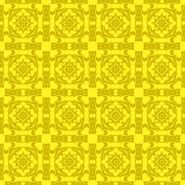 Yellow Ornamental Seamless Line Pattern Stock Illustration
