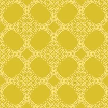 Yellow Ornamental Seamless Line Pattern 스톡 일러스트