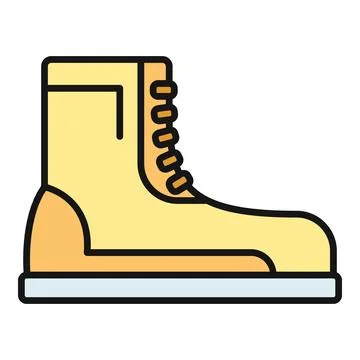 Yellow outline boot icon for work and hiking Stock Illustration