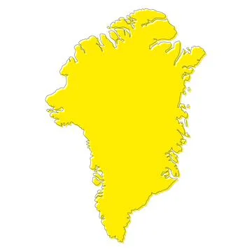 Yellow outline Greenland map. Vector. Stock Illustration