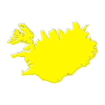 Yellow outline Iceland map. Vector. Stock Illustration