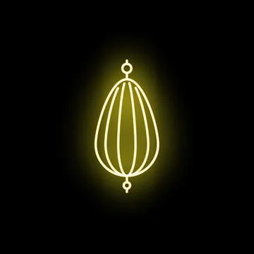 Yellow outline melon fruit glowing neon sign イラスト素材