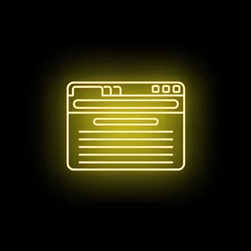 Yellow outline neon light browser window icon 库存插图