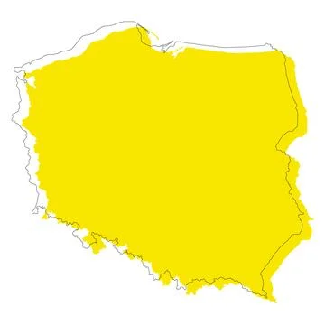Yellow outline Poland map. Vector Stock Illustration