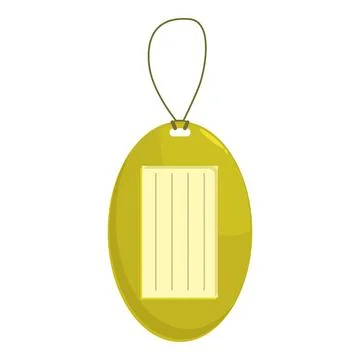 Yellow oval tag hanging with string showing blank label for adding text Stock Illustration