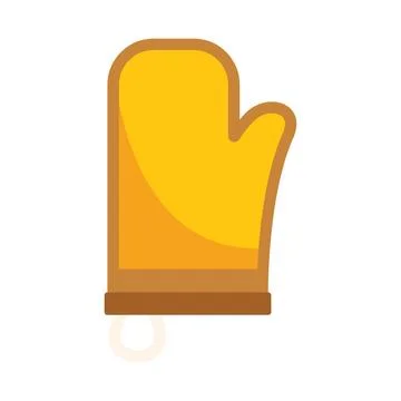 Yellow oven mitt with hanging loop for kitchen safety Illustrazione stock