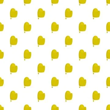 Yellow oven mitten seamless pattern on white background Illustrazione stock