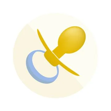 Yellow pacifier icon on the round background Stock Illustration