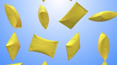 Yellow Packaging Plastic Falling on a Blue Background. 3D Packaging Plastic. 4K Stock Footage 284207632