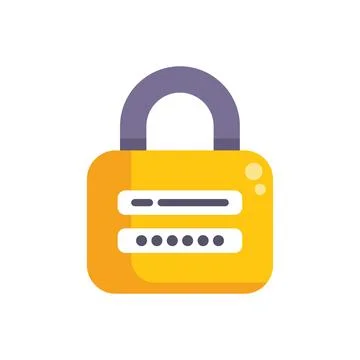 Yellow padlock displaying password protecting online data Stock Illustration