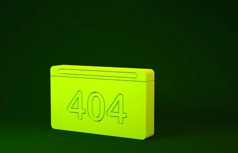 Yellow Page with a 404 error icon isolated on green background. Template repo Illustrazione stock