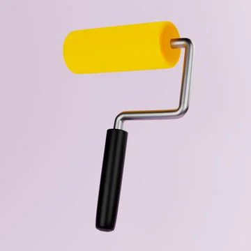 Yellow paint roller 3d render Stock Illustration
