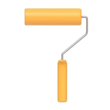 Yellow paint roller with a comfortable handle, isolated on a white background Illustration