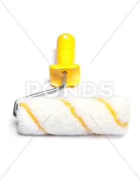 Yellow paint roller Stock Photos