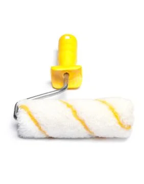 Yellow paint roller Stock Photos