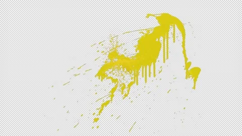 Yellow paint splash with alpha channel Stock Footage 210546206