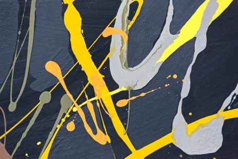 Yellow paint splashes on painted canvas Stock Illustration