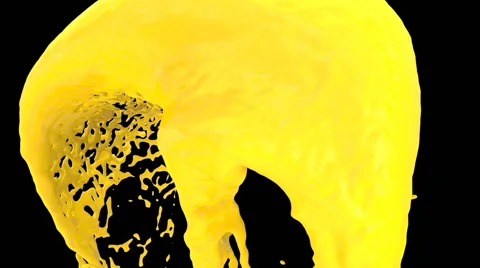 Yellow paint splashing in dynamic motion into screen, with alpha (FULL HD) Video stock 41474207