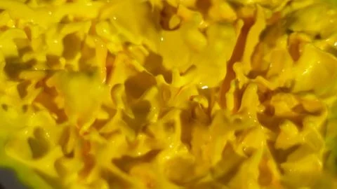 Yellow paint splatter background; macro texture Stock Photos