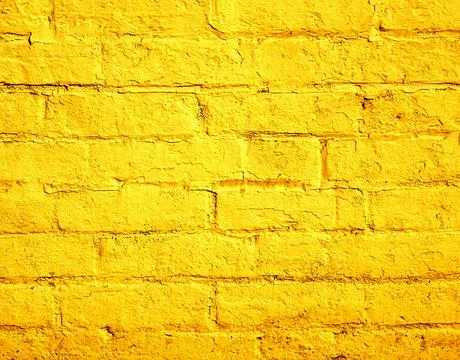 Yellow Painted Brick Wall Background Stock Photos