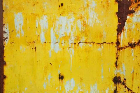 Yellow painted metal with rust texture Stock Photos