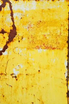 Yellow painted metal with rust texture Stock Photos