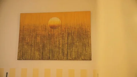 Yellow painting with sun Stock Footage 86749059