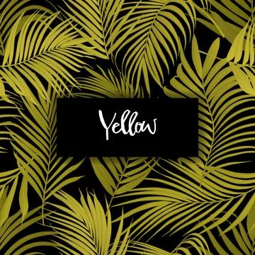 Yellow palm leaf vector seamless pattern Stock Illustration