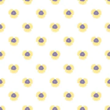 Yellow pansy flower pattern repeat spring background Illustrazione stock