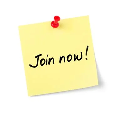 Yellow paper note with text join now Photos